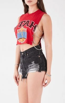 FURST OF A KIND VINTAGE CHAIN SIDE SLEEVELESS CROPPED TEE