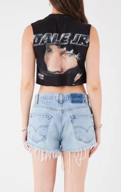 FURST OF A KIND VINTAGE PINS VINTAGE SAFETY PIN PATCHWORK SLEEVELESS TEE