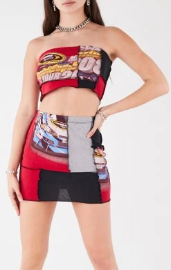 FURST OF A KIND REWORKED SETS VINTAGE SPLICED TUBE TOP AND SKIRT SET