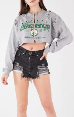FURST OF A KIND VINTAGE SPORTS VINTAGE ZIP CROPPED SWEATSHIRT
