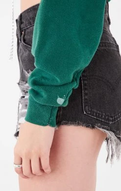 FURST OF A KIND VINTAGE CHAIN LACE UP CROP SWEATSHIRT