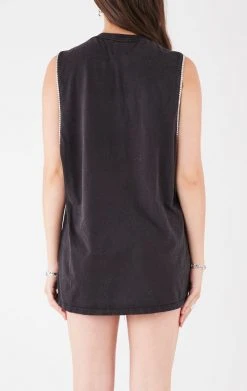 FURST OF A KIND VINTAGE RHINESTONE TRIM SLEEVELESS TEE