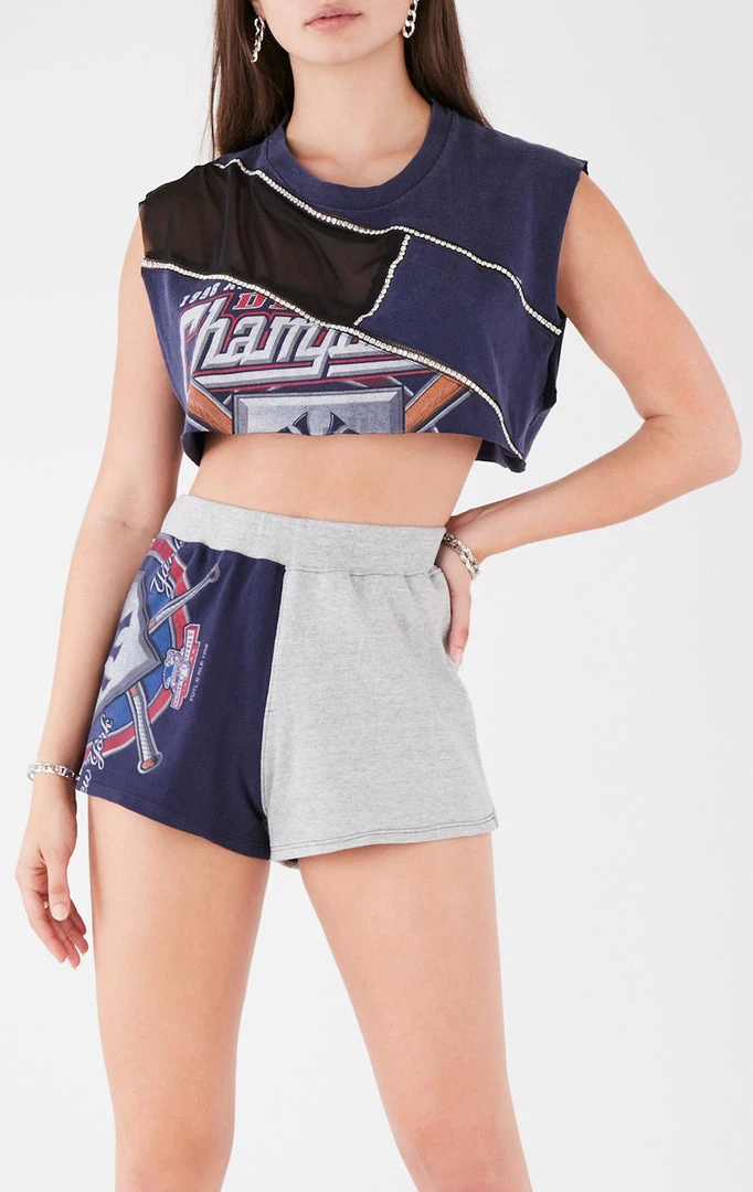 FURST OF A KIND VINTAGE MIXED MEDIA TOP AND SHORT SET 3 FURST OF A KIND VINTAGE MIXED MEDIA TOP AND SHORT SET