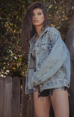 FURST OF A KIND FESTIVAL VINTAGE ALLOVER SPIKE STUD DENIM JACKET