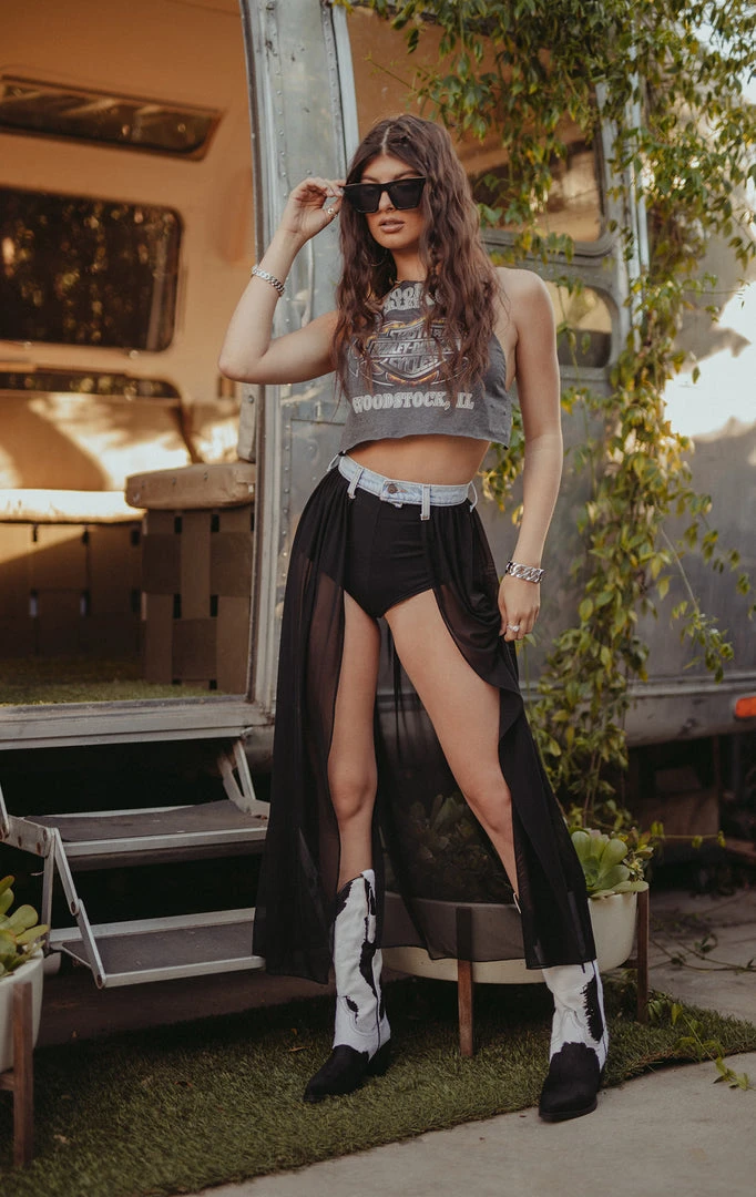 FURST OF A KIND FESTIVAL VINTAGE DENIM WAISTBAND SHEER MAXI WRAP 4 FURST OF A KIND FESTIVAL VINTAGE DENIM WAISTBAND SHEER MAXI WRAP