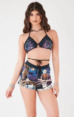 FURST OF A KIND VINTAGE BRA WRAP TOP AND SHORT SET