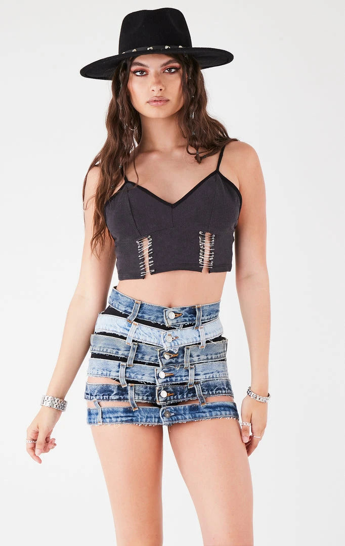 FURST OF A KIND VINTAGE MULTI WAISTBAND DENIM SKIRT FESTIVAL 3 FURST OF A KIND VINTAGE MULTI WAISTBAND DENIM SKIRT FESTIVAL