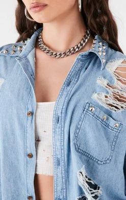 FURST OF A KIND VINTAGE STUD COLLAR SHREDDED CHAMBRAY 8 FURST OF A KIND VINTAGE STUD COLLAR SHREDDED CHAMBRAY