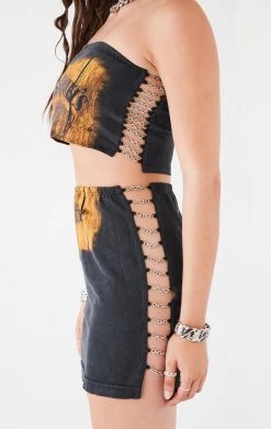 FURST OF A KIND VINTAGE CHAIN LADDER TUBE TOP AND SKIRT SET FESTIVAL