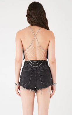 FURST OF A KIND VINTAGE CHAINS VINTAGE HALTER NECK WATERFALL CHAIN BACK TOP