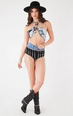 FURST OF A KIND FESTIVAL VINTAGE HAWAIIAN TIE NECK WRAP TOP