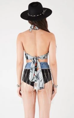 FURST OF A KIND FESTIVAL VINTAGE HAWAIIAN TIE NECK WRAP TOP 7 FURST OF A KIND FESTIVAL VINTAGE HAWAIIAN TIE NECK WRAP TOP