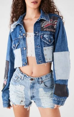 FURST OF A KIND FESTIVAL VINTAGE PATCHWORK STUDDED CROPPED DENIM JACKET 8 FURST OF A KIND FESTIVAL VINTAGE PATCHWORK STUDDED CROPPED DENIM JACKET