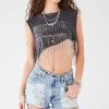 FURST OF A KIND VINTAGE RHINESTONE FRINGE ASYMMETRICAL RHINESTONE FRINGE SLEEVELESS CROP TEE 1 FURST OF A KIND VINTAGE RHINESTONE FRINGE ASYMMETRICAL RHINESTONE FRINGE SLEEVELESS CROP TEE