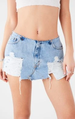 FURST OF A KIND FESTIVAL VINTAGE NO WAISTBAND MICRO MINI DENIM SKIRT 9 FURST OF A KIND FESTIVAL VINTAGE NO WAISTBAND MICRO MINI DENIM SKIRT