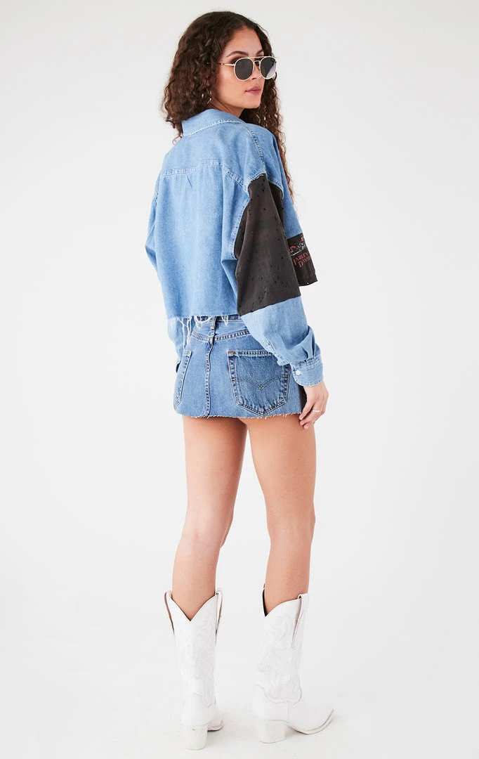 FURST OF A KIND FESTIVAL VINTAGE PATCHWORK CROPPED CHAMBRAY 5 FURST OF A KIND FESTIVAL VINTAGE PATCHWORK CROPPED CHAMBRAY