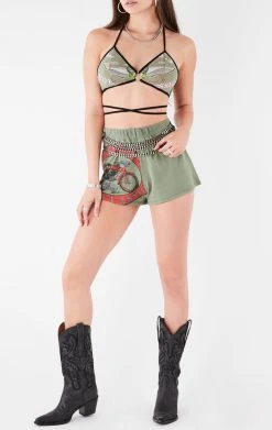 FURST OF A KIND VINTAGE BRA WRAP TOP AND SHORT SET