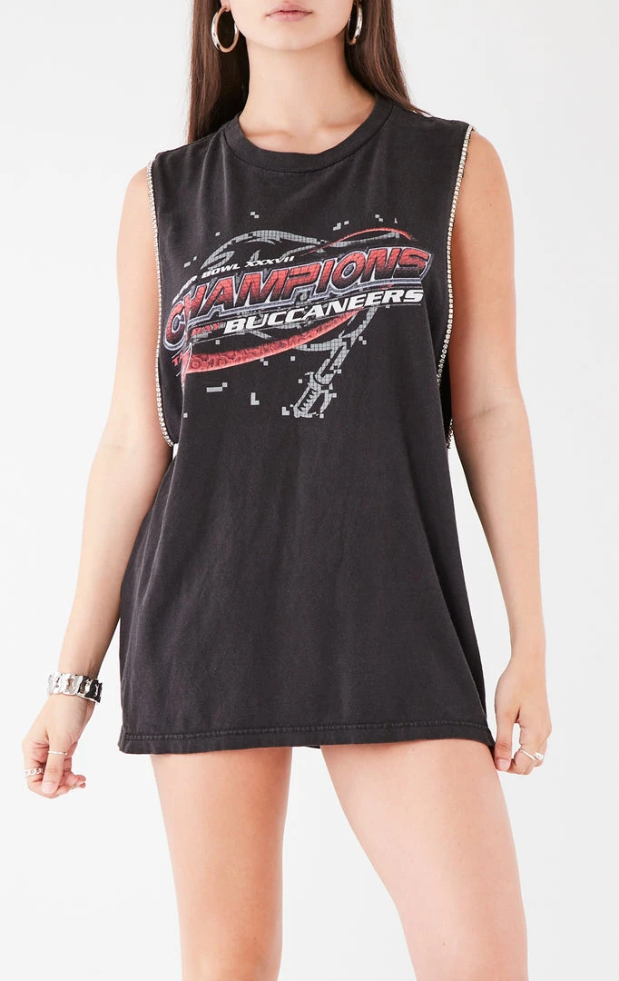 FURST OF A KIND VINTAGE RHINESTONE TRIM SLEEVELESS TEE VINTAGE NFL 3 FURST OF A KIND VINTAGE RHINESTONE TRIM SLEEVELESS TEE VINTAGE NFL