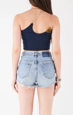 FURST OF A KIND VINTAGE CHAINS VINTAGE ONE SHOULDER DOUBLE CHAIN STRAP TANK