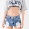 FURST OF A KIND VINTAGE RHINESTONE FRINGE CROP TEE