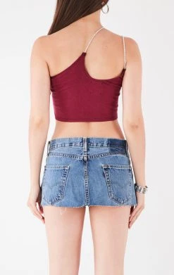 FURST OF A KIND VINTAGE ONE SHOULDER DOUBLE RHINESTONE STRAP TANK