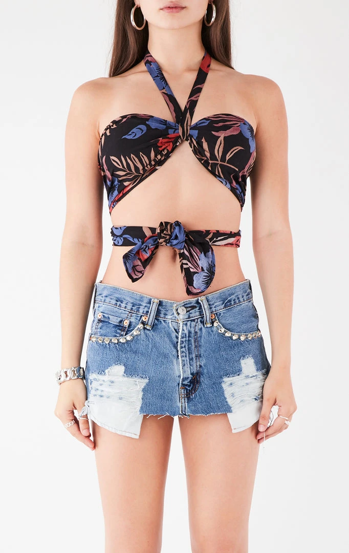 FURST OF A KIND VINTAGE HAWAIIAN TIE NECK WRAP TOP 4 FURST OF A KIND VINTAGE HAWAIIAN TIE NECK WRAP TOP