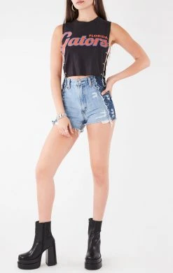 FURST OF A KIND VINTAGE CHAINS VINTAGE CHAIN SIDE SLEEVELESS CROPPED TEE