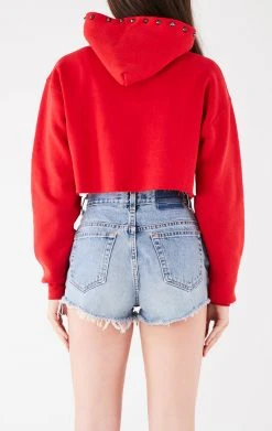 FURST OF A KIND VINTAGE RIPPED STUDDED HOOD CROPPED HOODIE