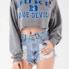 FURST OF A KIND VINTAGE COLLEGE VINTAGE RIPPED STUDDED HOOD CROPPED HOODIE