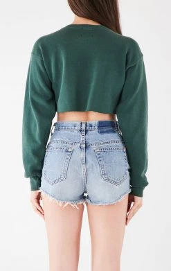 FURST OF A KIND VINTAGE CHAIN LACE UP CROP SWEATSHIRT