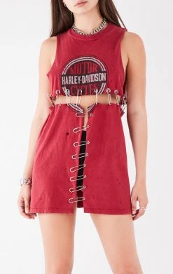 FURST OF A KIND VINTAGE SAFETY PIN LADDER FRONT SLEEVELESS TEE