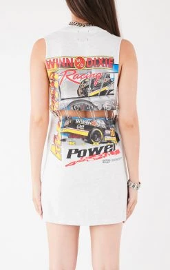 FURST OF A KIND VINTAGE PINS VINTAGE SAFETY PIN LADDER FRONT SLEEVELESS TEE