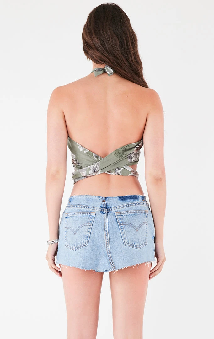 FURST OF A KIND VINTAGE HAWAIIAN TIE NECK WRAP TOP FESTIVAL 6 FURST OF A KIND VINTAGE HAWAIIAN TIE NECK WRAP TOP FESTIVAL