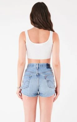 FURST OF A KIND VINTAGE CRISS CROSS SIDE CHAIN DENIM SHORTS FESTIVAL