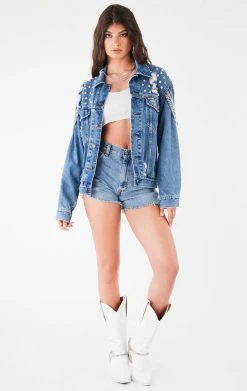 FURST OF A KIND VINTAGE DRAPE CHAIN STUDDED DENIM JACKET FESTIVAL