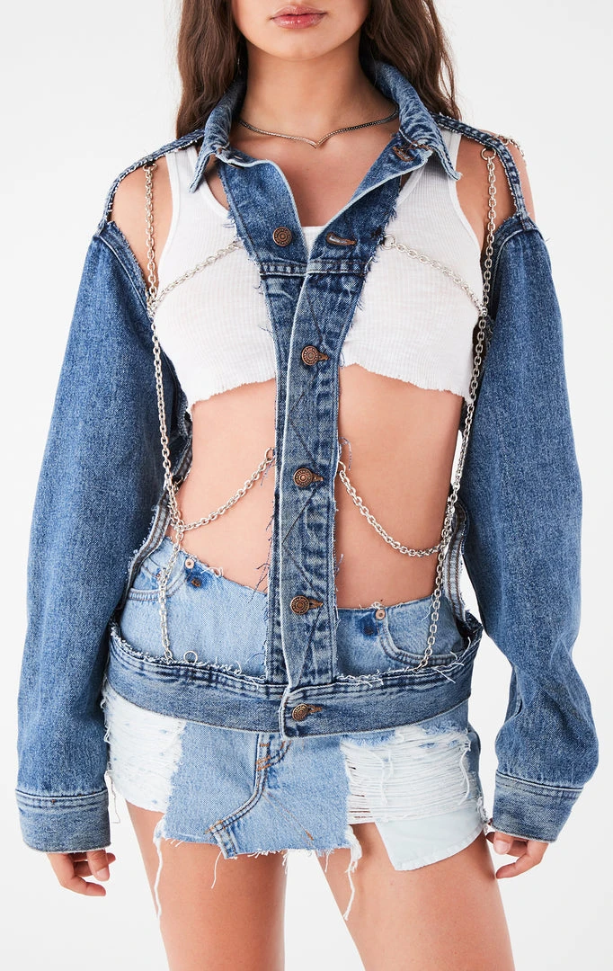 FURST OF A KIND FESTIVAL VINTAGE CUTOUT CHAIN DENIM JACKET 4 FURST OF A KIND FESTIVAL VINTAGE CUTOUT CHAIN DENIM JACKET