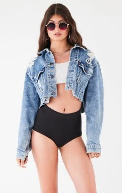 FURST OF A KIND VINTAGE RHINESTONE FRINGE STAR PATCH DENIM JACKET FESTIVAL