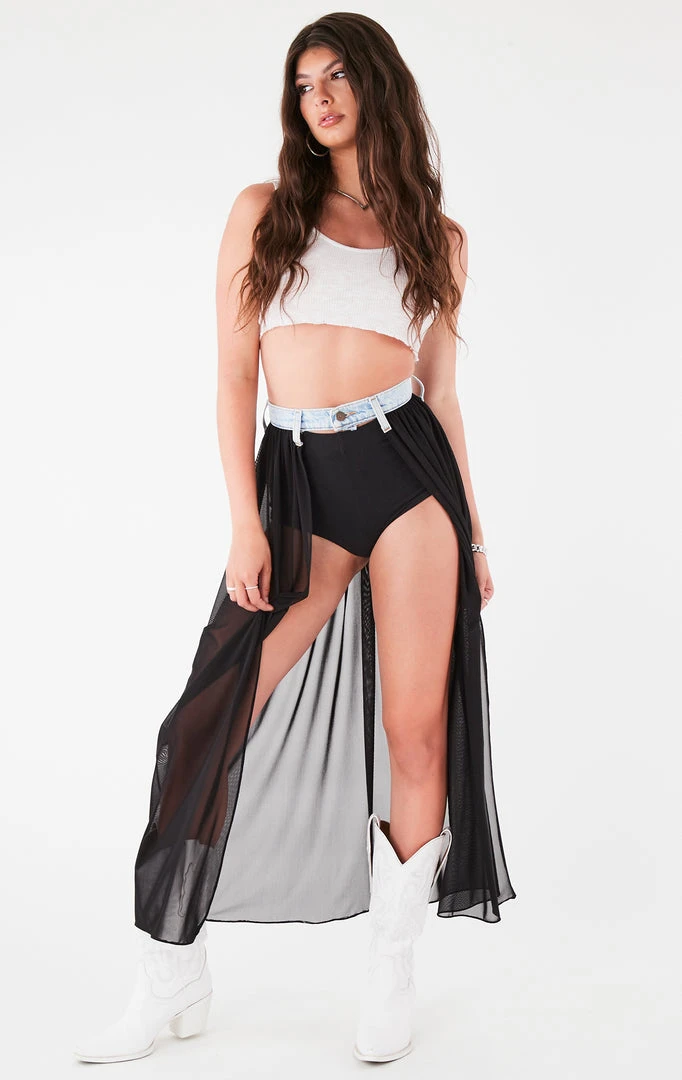 FURST OF A KIND FESTIVAL VINTAGE DENIM WAISTBAND SHEER MAXI WRAP 7 FURST OF A KIND FESTIVAL VINTAGE DENIM WAISTBAND SHEER MAXI WRAP