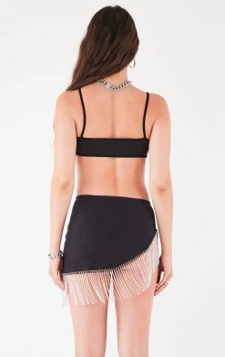 FURST OF A KIND VINTAGE RHINESTONE FRINGE BRA TOP AND SKIRT SET