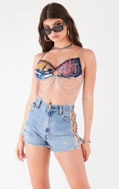 FURST OF A KIND VINTAGE WATERFALL CHAIN BRA TOP