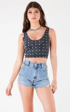 FURST OF A KIND VINTAGE ALLOVER RHINESTONE TANK FESTIVAL