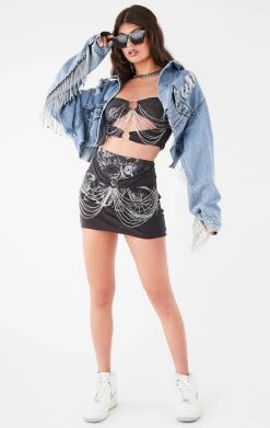 FURST OF A KIND VINTAGE WATERFALL CHAIN TUBE TOP AND SKIRT SET FESTIVAL