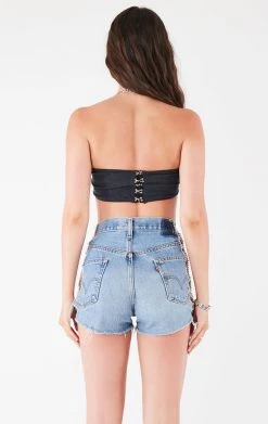 FURST OF A KIND VINTAGE CHAIN NECK WRAP TOP WITH DRAPE CHAIN