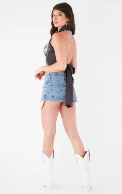 FURST OF A KIND VINTAGE RHINESTONE FRINGE HALTER WRAP TOP 7 FURST OF A KIND VINTAGE RHINESTONE FRINGE HALTER WRAP TOP