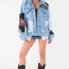FURST OF A KIND VINTAGE PATCHWORK STUDDED DENIM JACKET FESTIVAL