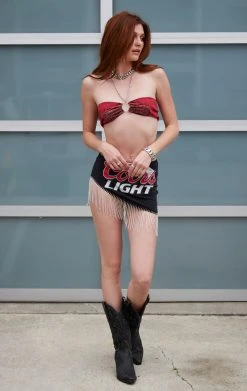 FURST OF A KIND VINTAGE DRINKS VINTAGE RHINESTONE FRINGE SKIRT