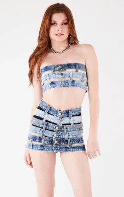 FURST OF A KIND FESTIVAL VINTAGE MULTI WAISTBAND DENIM BANDEAU