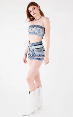 FURST OF A KIND FESTIVAL VINTAGE MULTI WAISTBAND DENIM BANDEAU