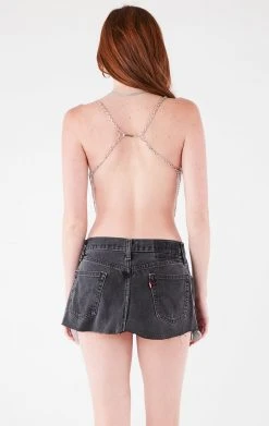 FURST OF A KIND VINTAGE STUD POCKET MICRO MINI DENIM SKIRT