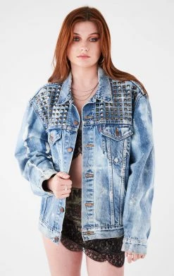 FURST OF A KIND VINTAGE BLEACH STUDDED DENIM JACKET